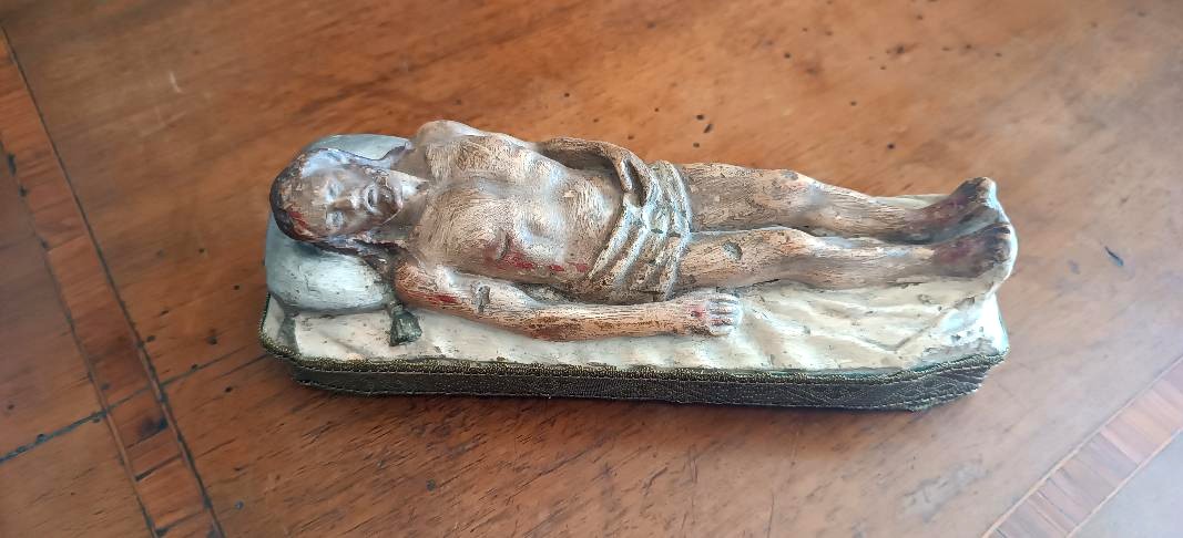 Small Sculpture Of Christ Deposed In Stucco, 18th Century-photo-4