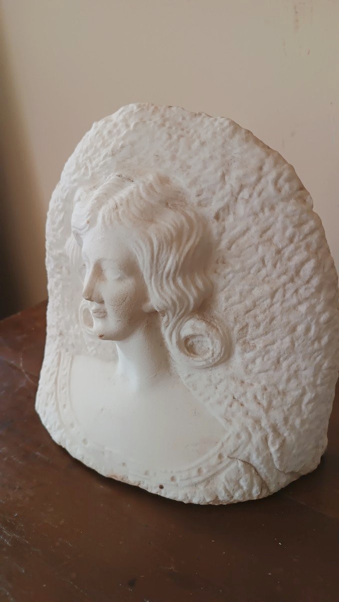 Sculpture Antique De Buste De Femme En Marbre Du Début Des Années 1900-photo-4