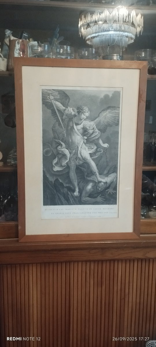 Engraving Saint Michael The Archangel Crushes The Devil "giovanni Perini" XVIII-photo-3