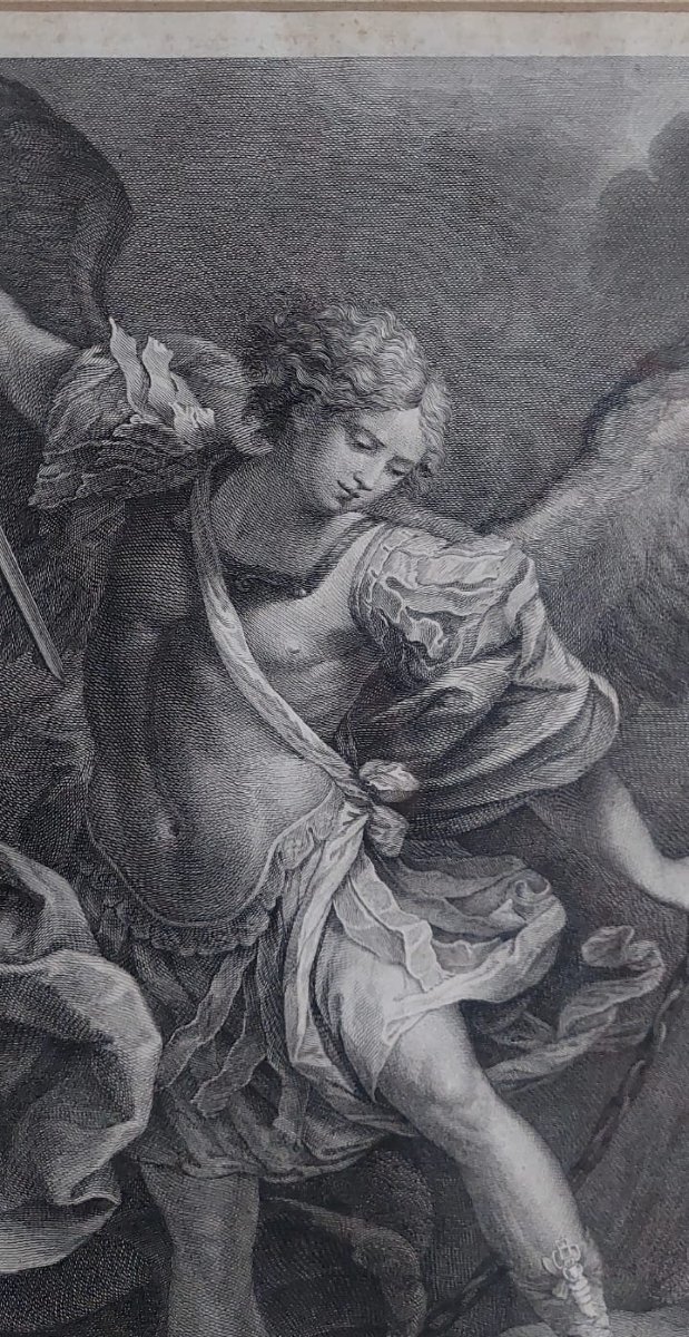 Engraving Saint Michael The Archangel Crushes The Devil "giovanni Perini" XVIII-photo-4