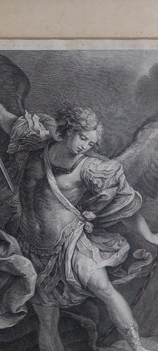 Engraving Saint Michael The Archangel Crushes The Devil "giovanni Perini" XVIII-photo-1