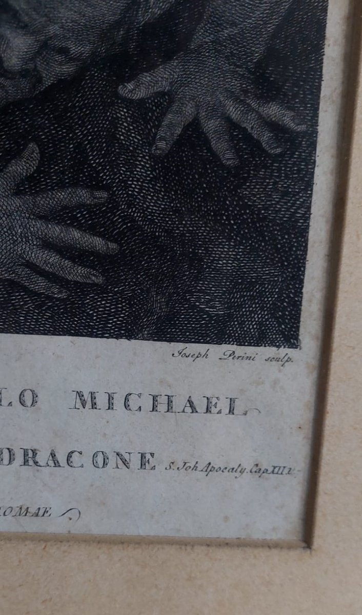 Engraving Saint Michael The Archangel Crushes The Devil "giovanni Perini" XVIII-photo-3