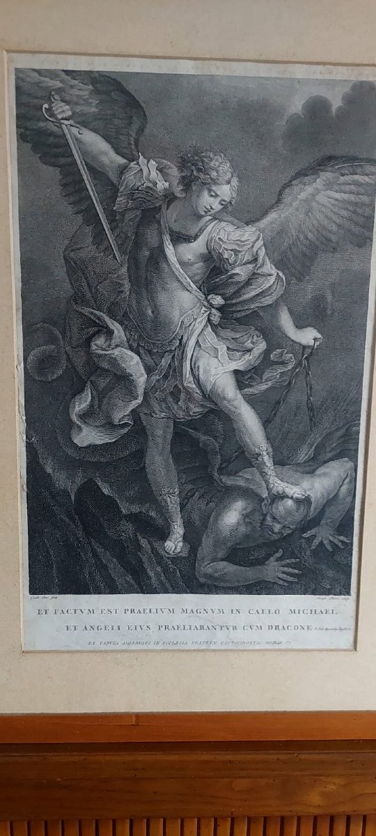 Engraving Saint Michael The Archangel Crushes The Devil "giovanni Perini" XVIII-photo-4