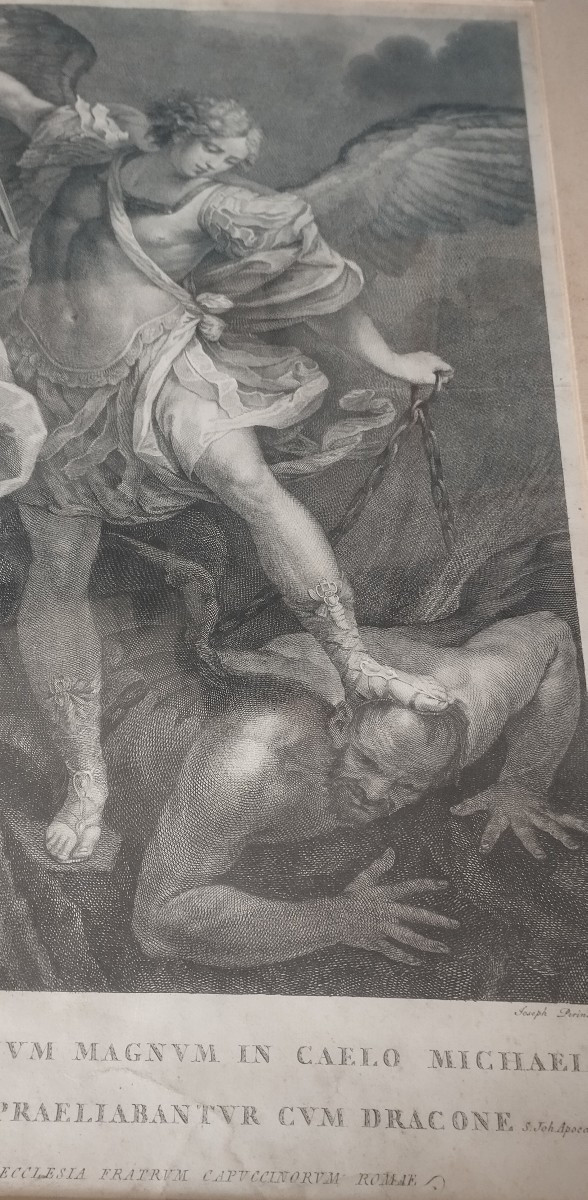 Engraving Saint Michael The Archangel Crushes The Devil "giovanni Perini" XVIII-photo-7