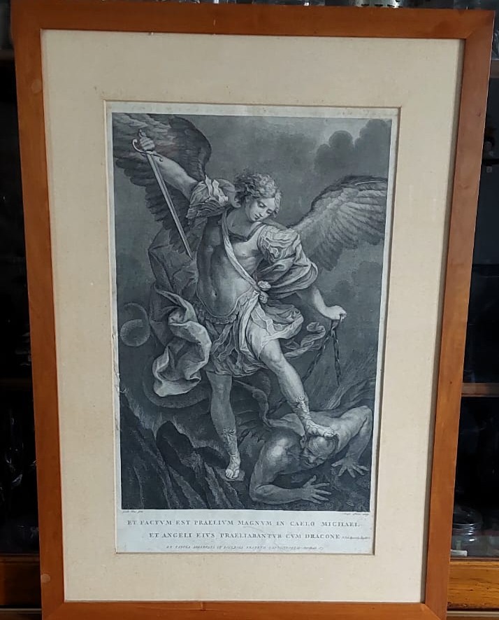 Engraving Saint Michael The Archangel Crushes The Devil "giovanni Perini" XVIII