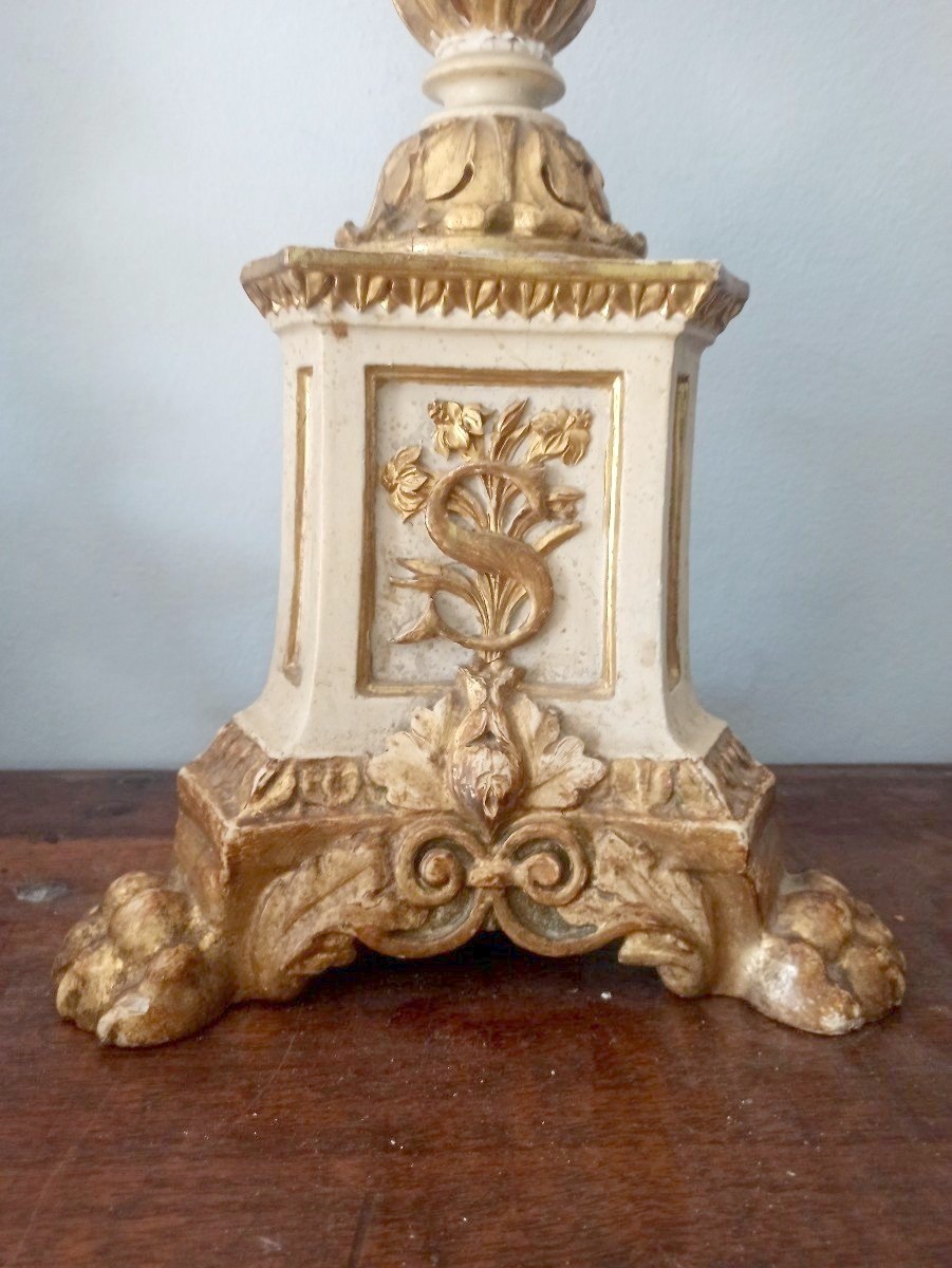 Chandeliers Bois Doré Ancien h.80 cm-photo-2