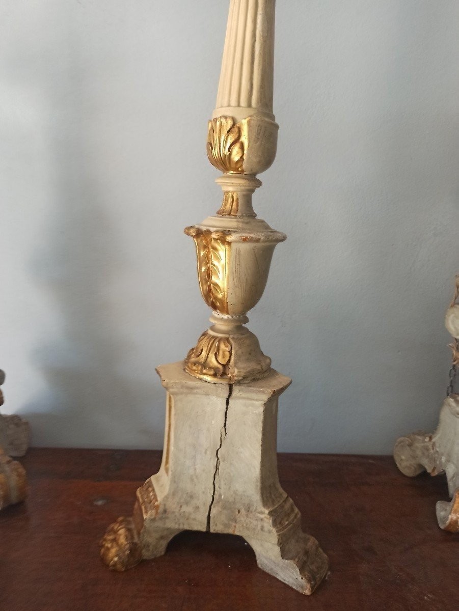 Chandeliers Bois Doré Ancien h.80 cm-photo-2