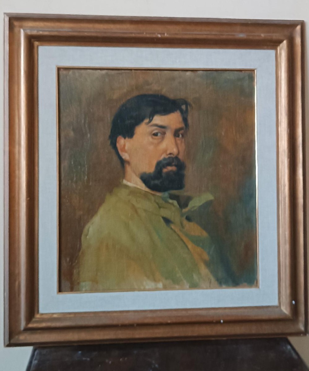 Oil On Canvas Portrait From The 1920s - Painted On The Back - Giuseppe Torelli (1881 -1959)-photo-2