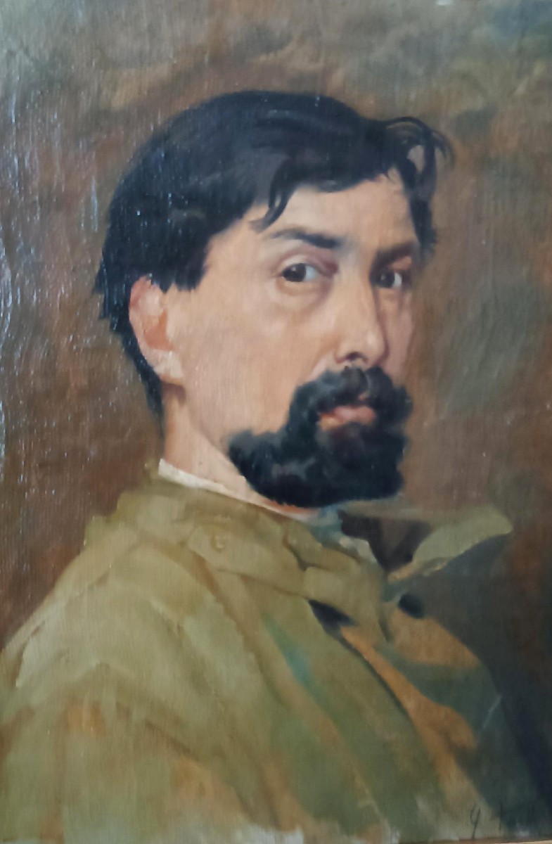 Oil On Canvas Portrait From The 1920s - Painted On The Back - Giuseppe Torelli (1881 -1959)-photo-1
