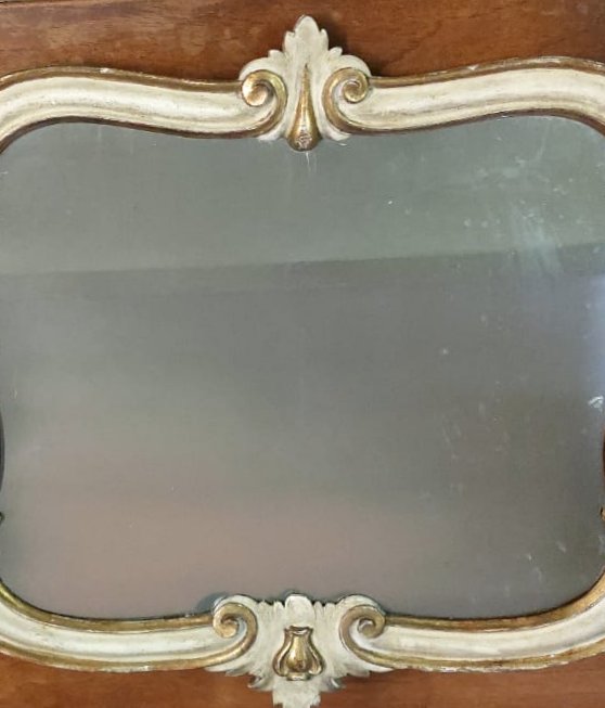 Lacquered And Gilded Silver And Mecca Mirror, 19th Century Antique-photo-4