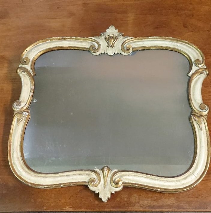 Lacquered And Gilded Silver And Mecca Mirror, 19th Century Antique-photo-1