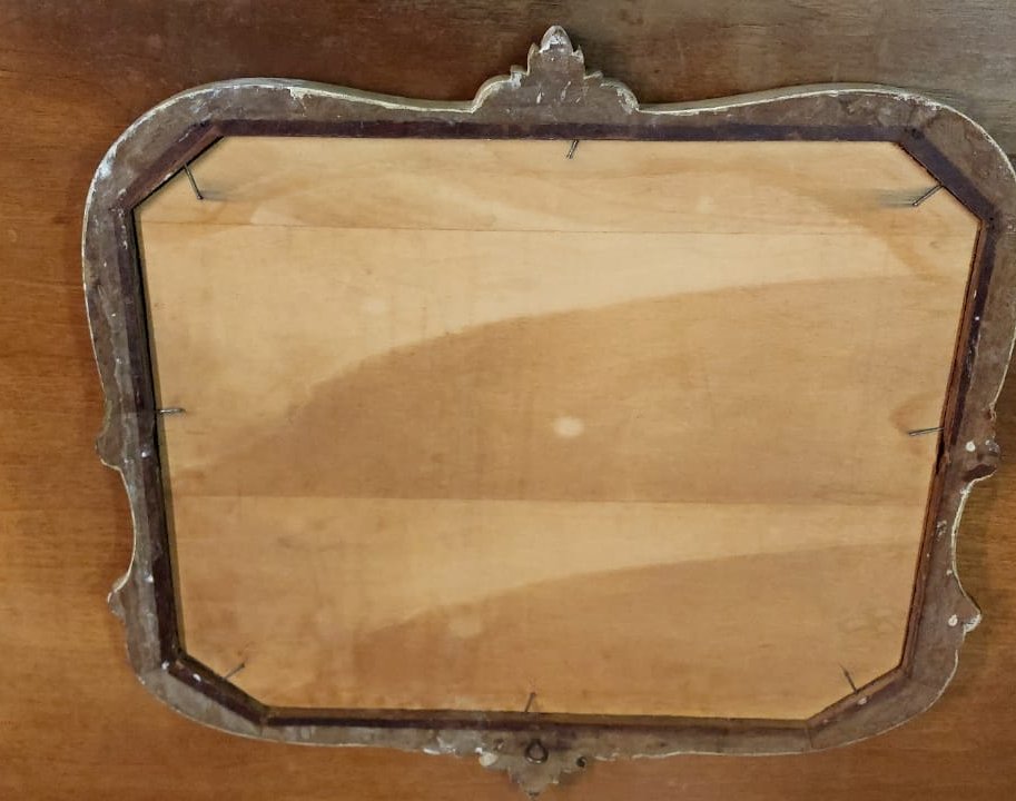 Lacquered And Gilded Silver And Mecca Mirror, 19th Century Antique-photo-6