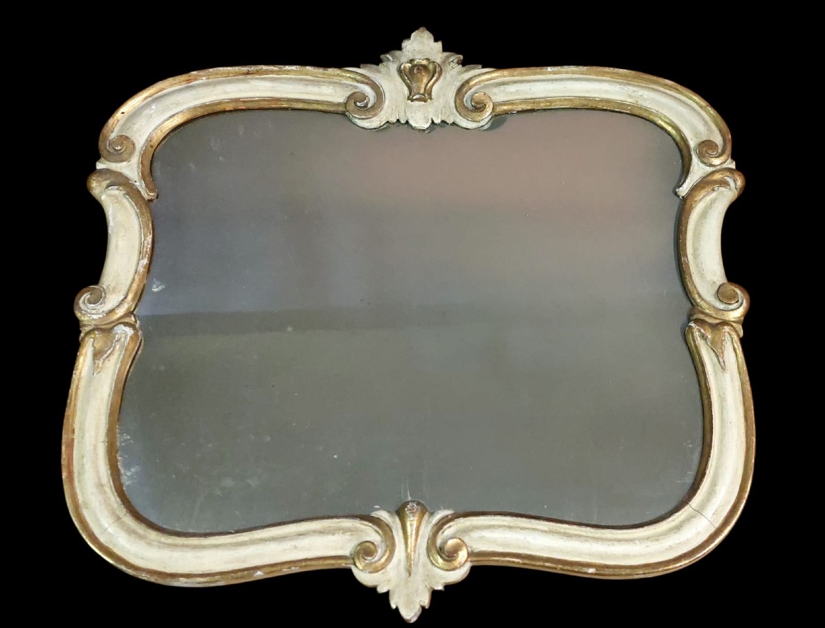 Lacquered And Gilded Silver And Mecca Mirror, 19th Century Antique