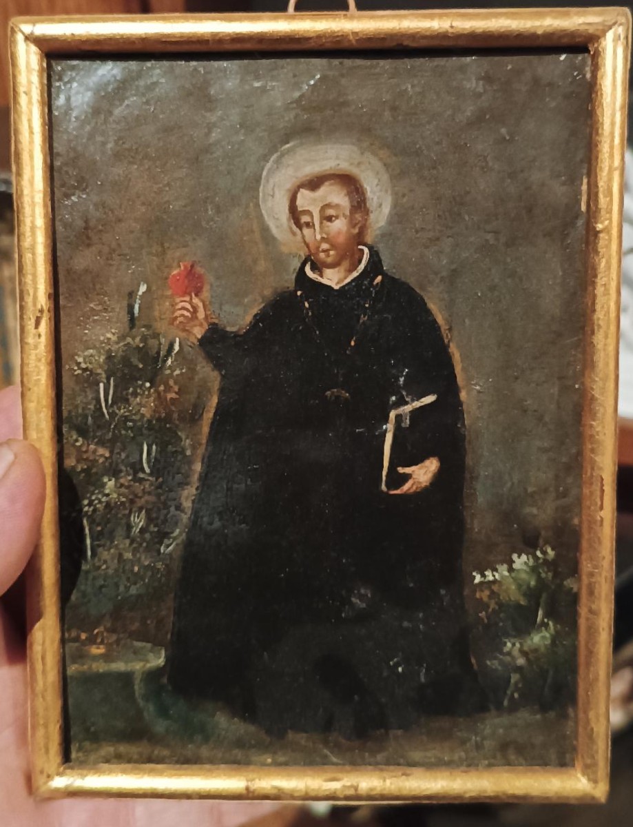 Peinture sur cuivre représentant un saint jésuite, école espagnole, XVIIIe siècle-photo-2