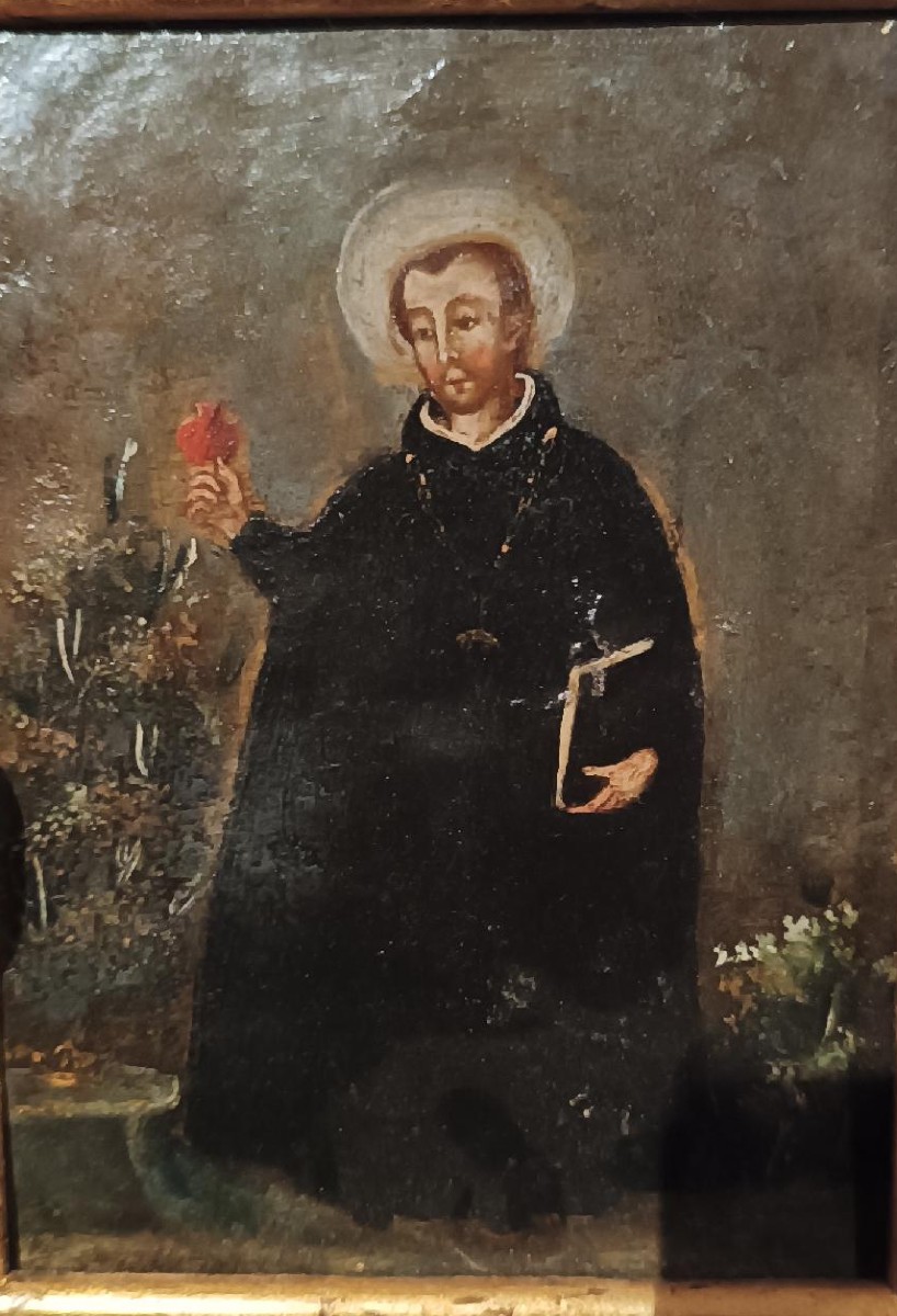 Peinture sur cuivre représentant un saint jésuite, école espagnole, XVIIIe siècle-photo-1