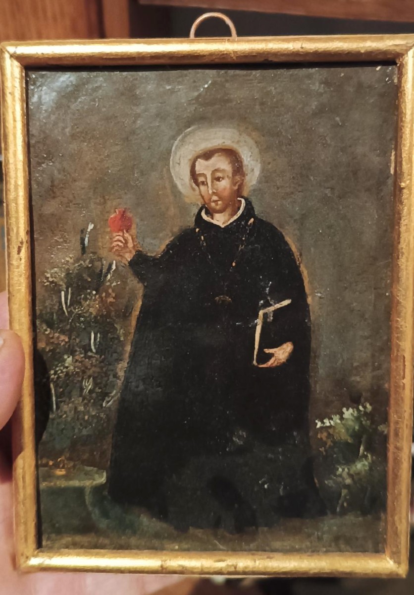 Peinture sur cuivre représentant un saint jésuite, école espagnole, XVIIIe siècle