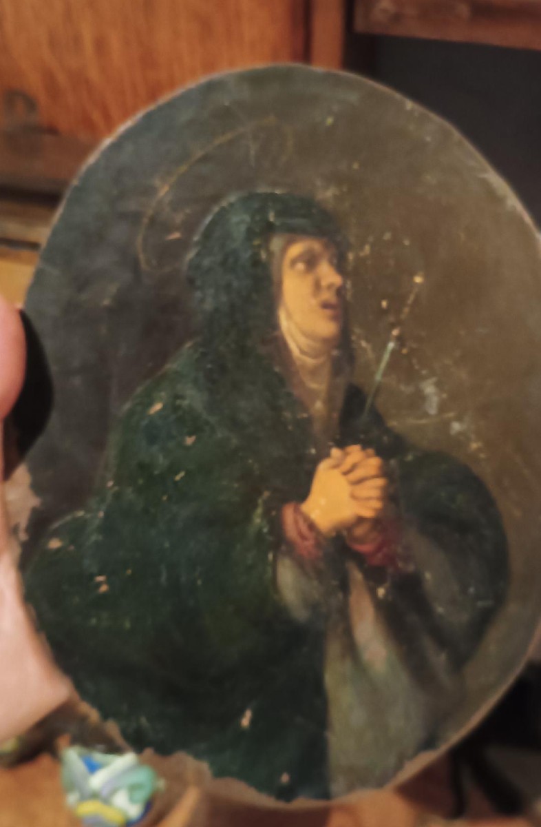 Peinture ancienne sur cuivre du XVIIIe siècle-photo-2