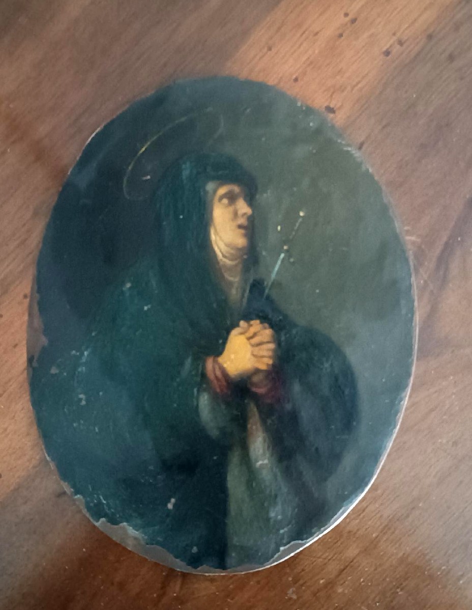 Peinture ancienne sur cuivre du XVIIIe siècle
