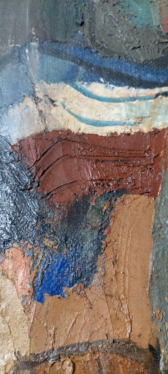 Large Oil On Canvas Ferruccio Ferri -1955 - "the Fisherman" Canvas 105x75 Cm-photo-8