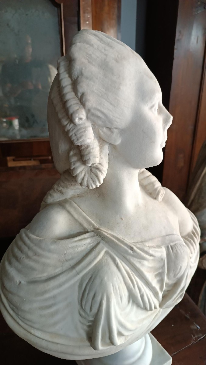 buste en marbre de Madame du Barry, école française du XIXe siècle-photo-3