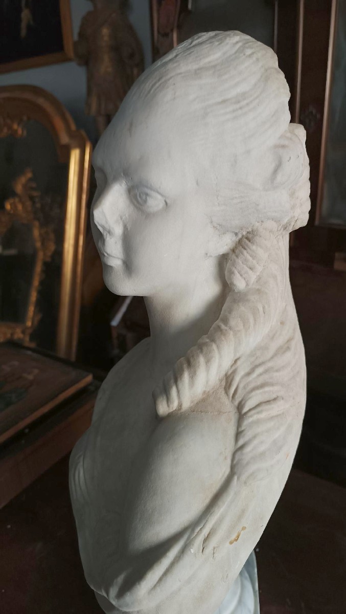 buste en marbre de Madame du Barry, école française du XIXe siècle-photo-1