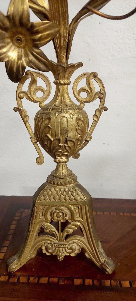 Gilt Bronze Candlestick, France, Late 19th Century-photo-1