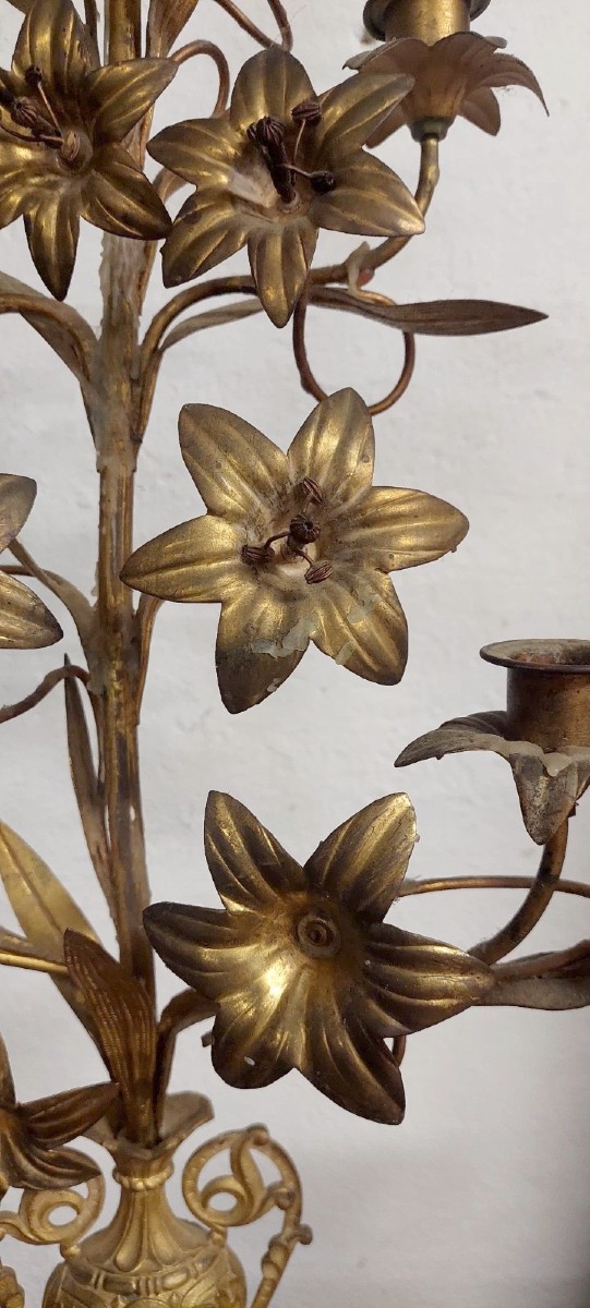 Gilt Bronze Candlestick, France, Late 19th Century-photo-3