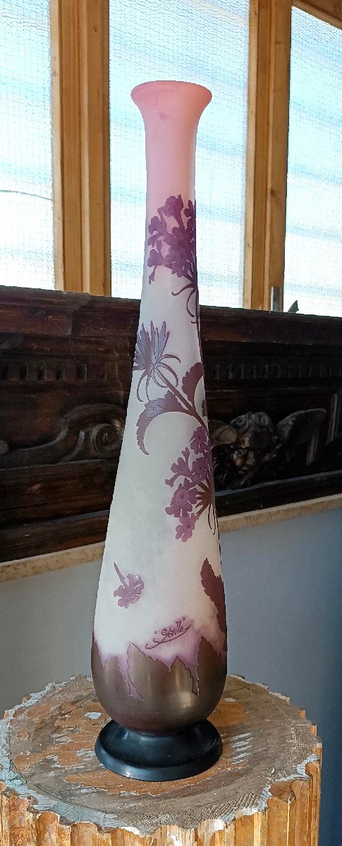 Vase Gallé camée Nancy France avec étoile premières vingt années du 20e siècle h. 50 cm-photo-2