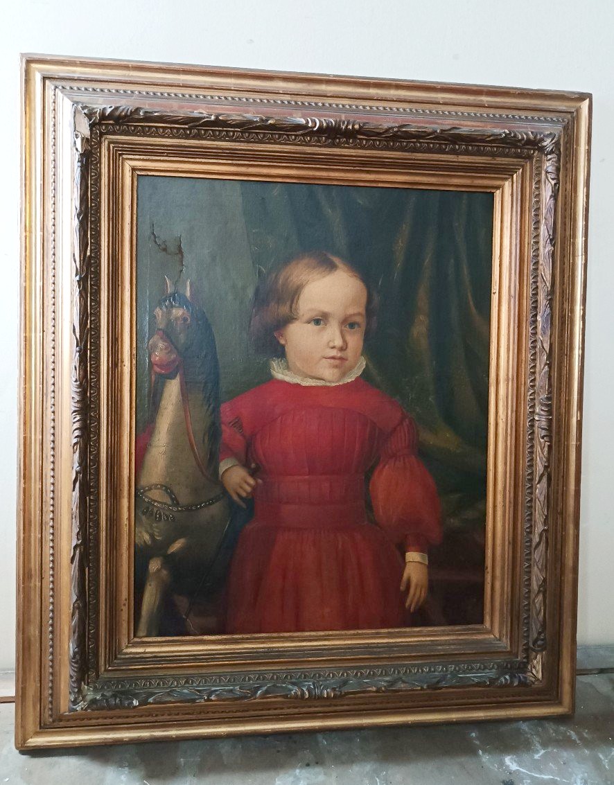 Oil Painting On Canvas, Portrait, Mid-19th Century - European School-photo-3