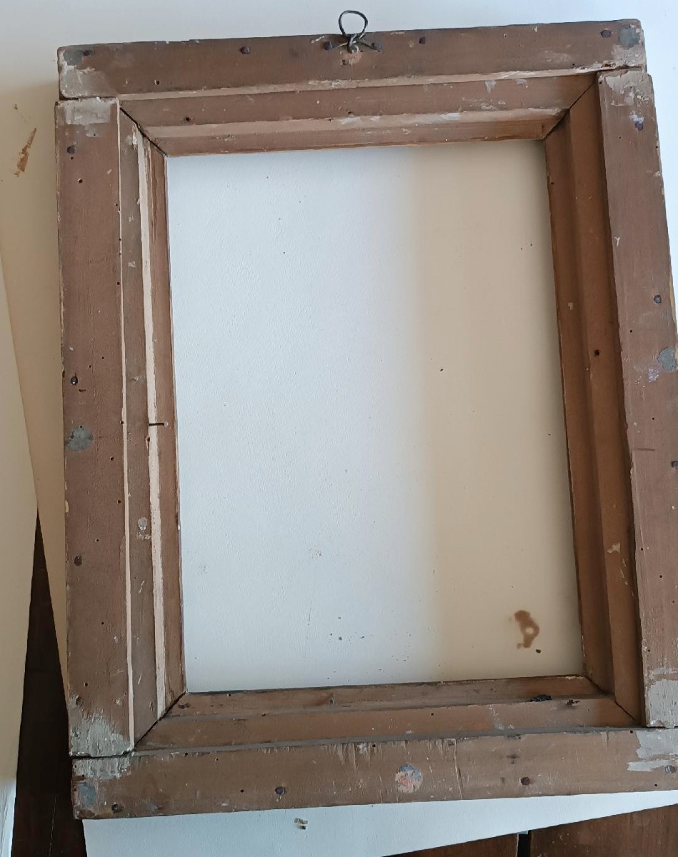 Cadre ancien de style Empire du début du XIXe siècle, laqué et doré-photo-2