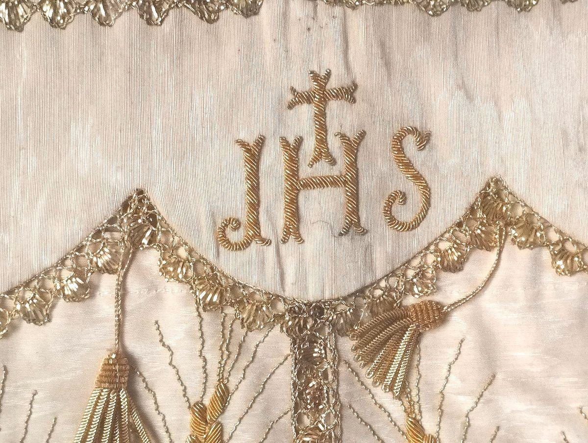 Ancient Fabric, Double-curtain Tabernacle Canopy - Italian Manufacture, 18th Century,-photo-1