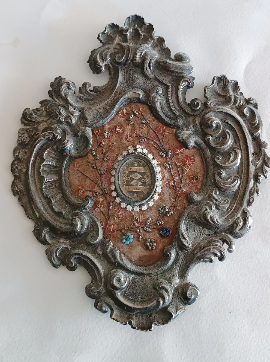 Reliquaire antique en argent avec reliques 20x17 cm-photo-2