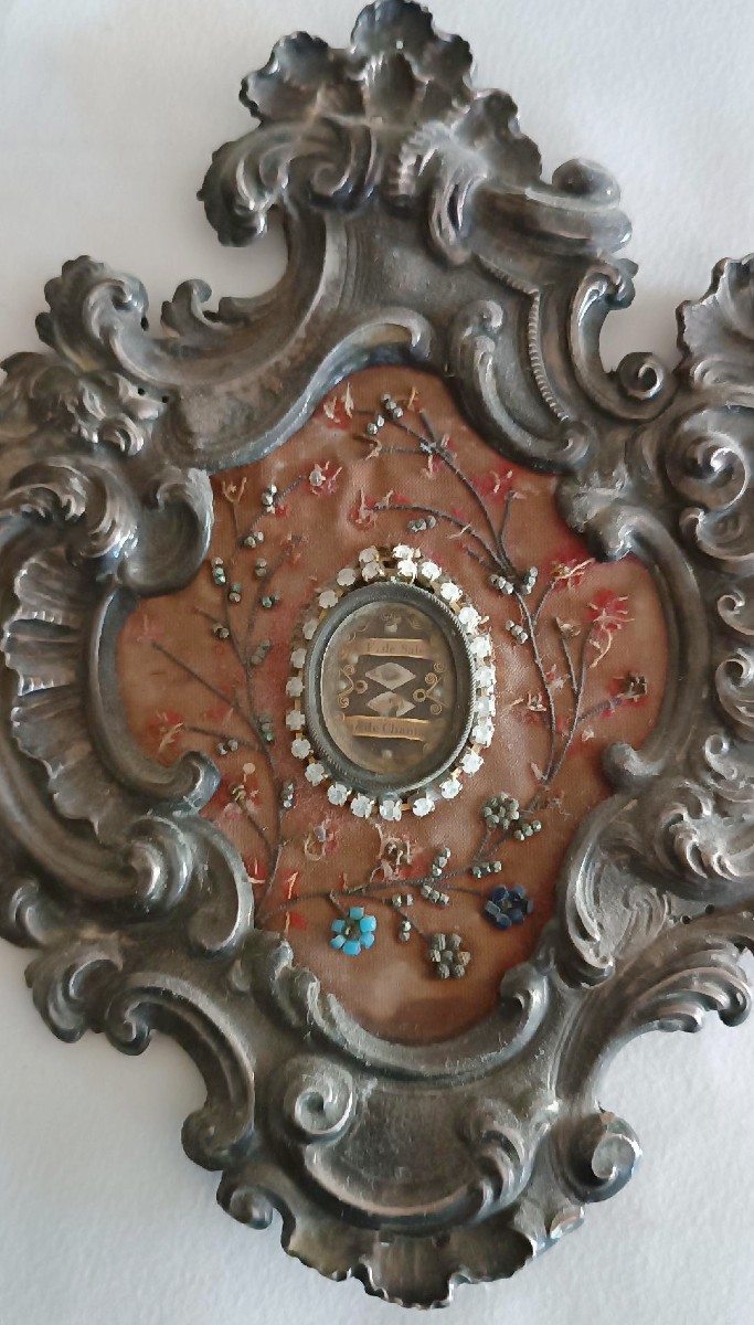 Reliquaire antique en argent avec reliques 20x17 cm-photo-3