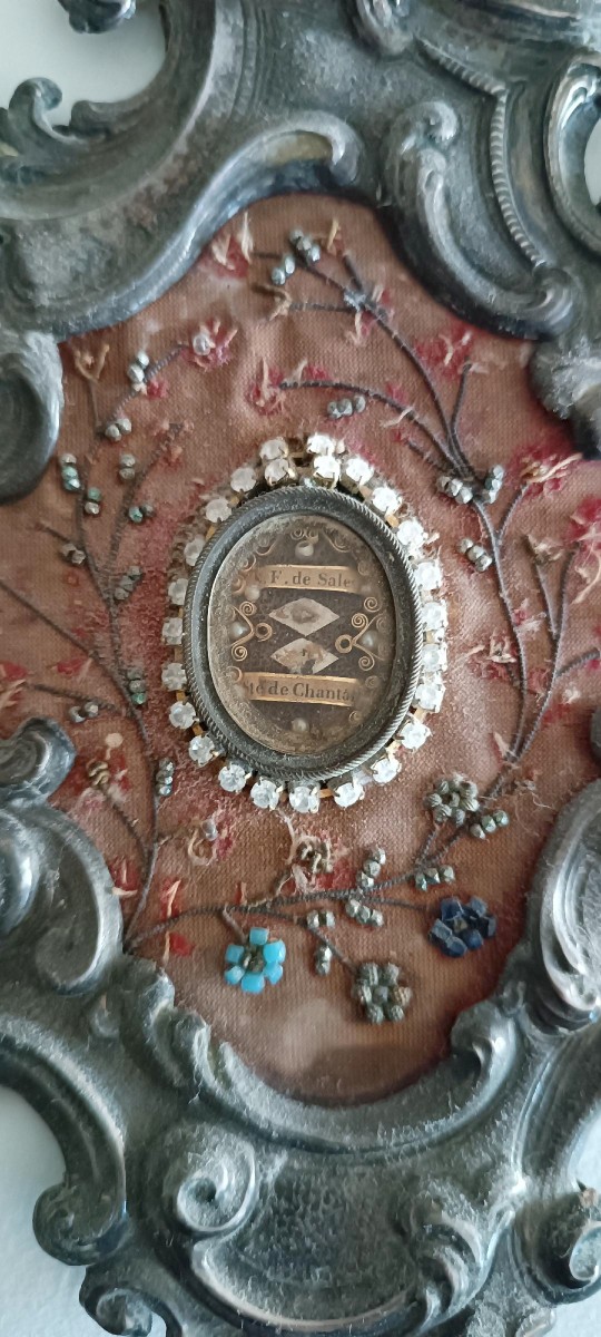 Reliquaire antique en argent avec reliques 20x17 cm-photo-4