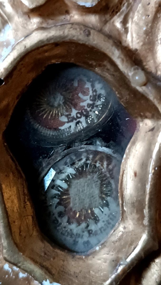 18th Century Gilded Wooden Reliquary, Relics Of San Filippo Benizi And San Gregorio-photo-1