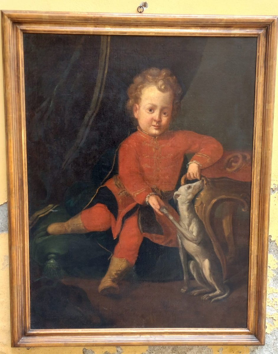  peinture à l'huile sur toile, portrait d'un jeune noble XVIII siecle-photo-5