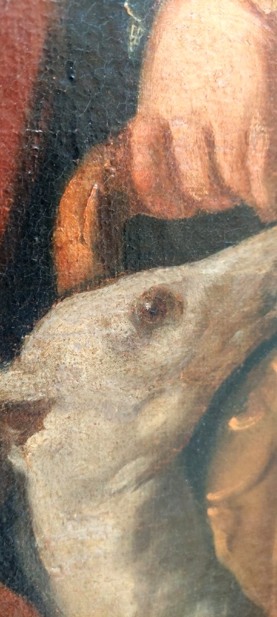  peinture à l'huile sur toile, portrait d'un jeune noble XVIII siecle-photo-1