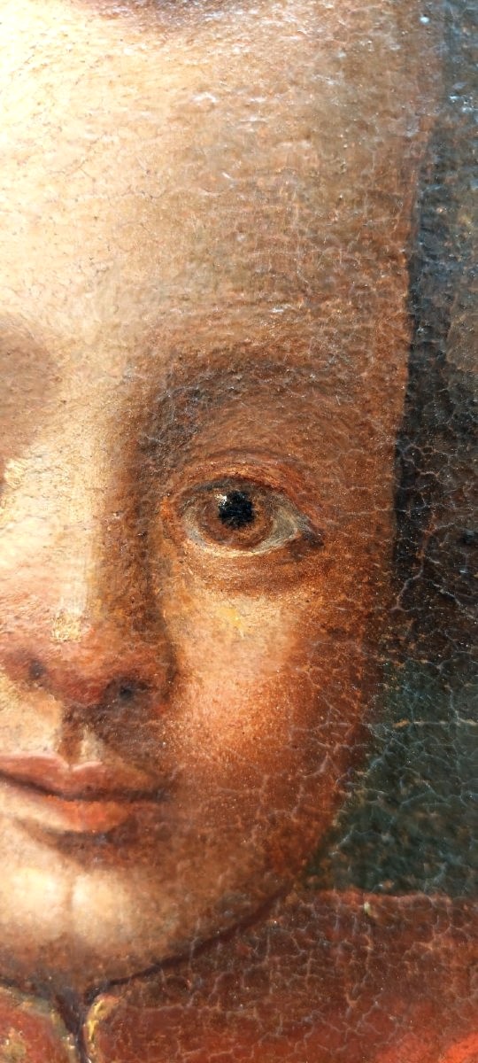  peinture à l'huile sur toile, portrait d'un jeune noble XVIII siecle-photo-2