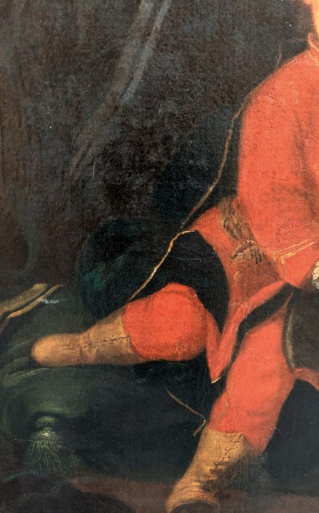  peinture à l'huile sur toile, portrait d'un jeune noble XVIII siecle-photo-4