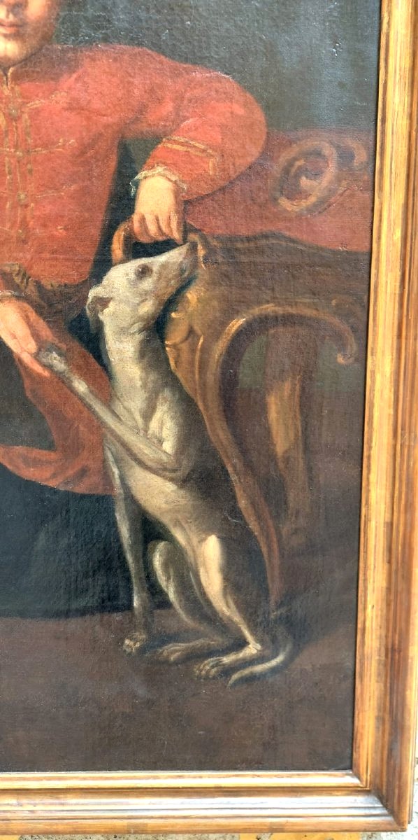  peinture à l'huile sur toile, portrait d'un jeune noble XVIII siecle-photo-6