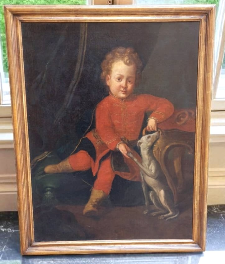  peinture à l'huile sur toile, portrait d'un jeune noble XVIII siecle