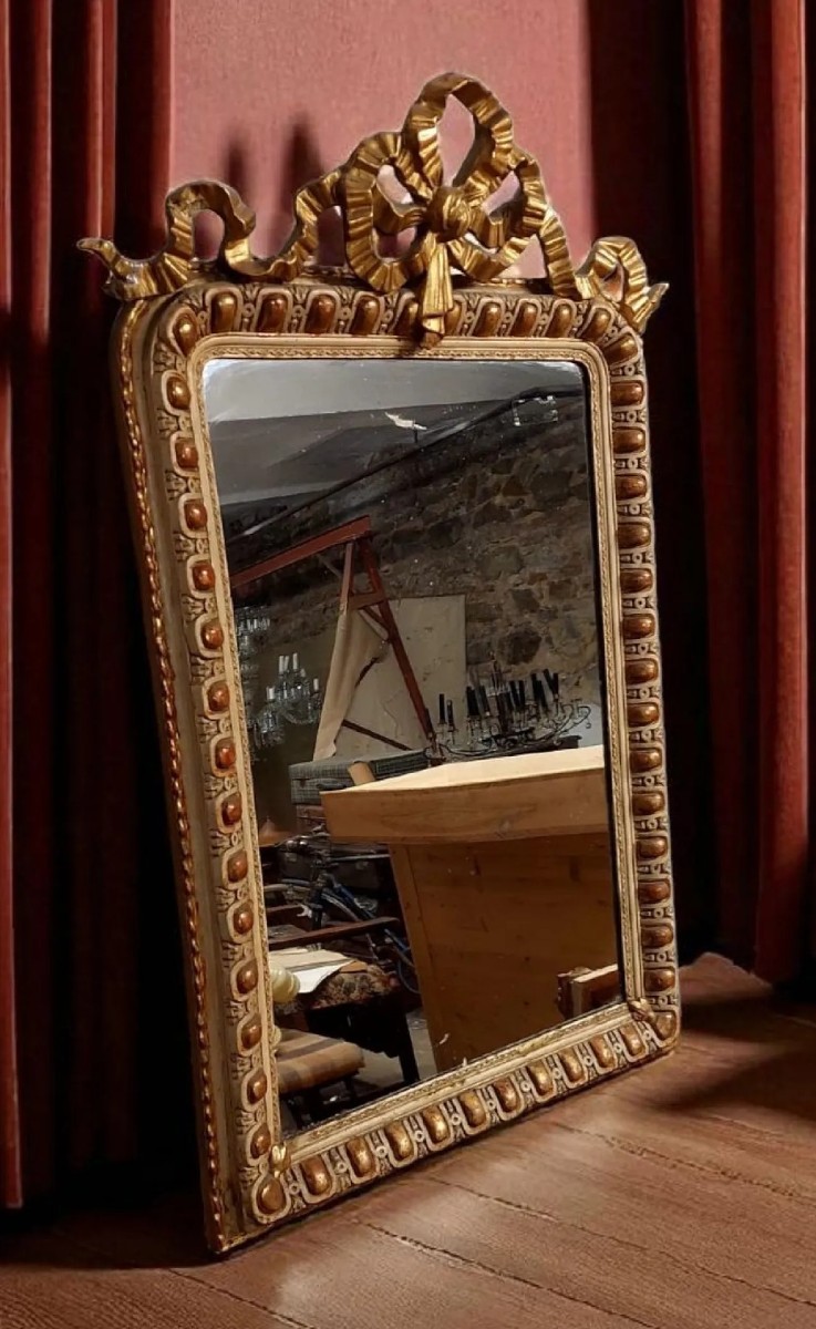 Antique Mirror In Wood-photo-2