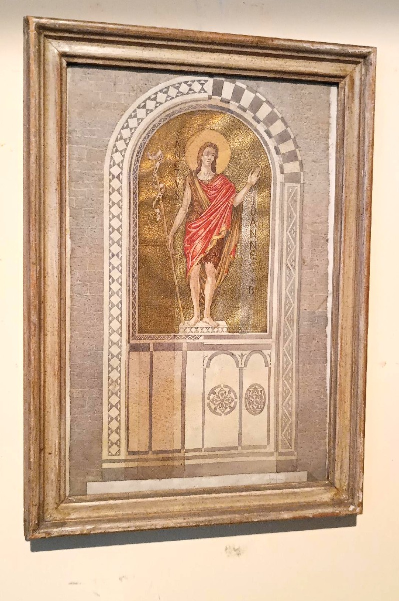 Aquarelle sur papier avec cadre, début des années 1900, Saint Jean-Baptiste-photo-2