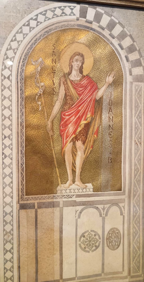 Aquarelle sur papier avec cadre, début des années 1900, Saint Jean-Baptiste-photo-4