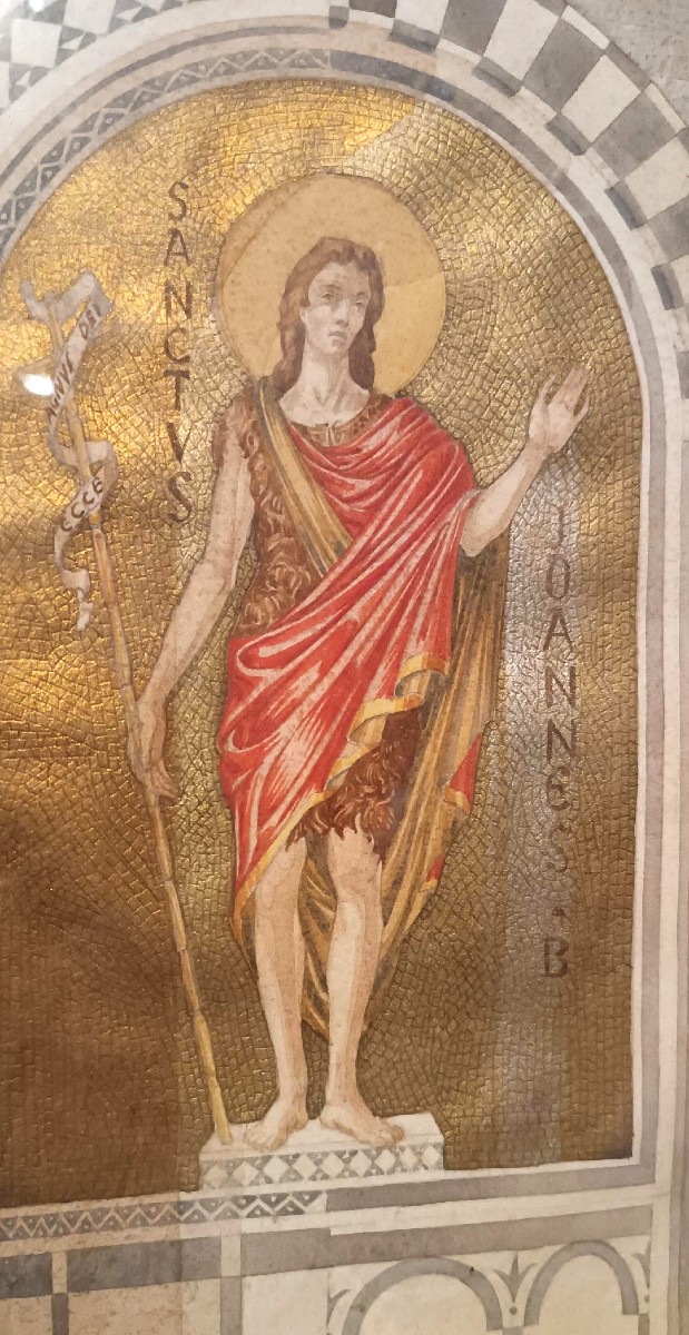 Aquarelle sur papier avec cadre, début des années 1900, Saint Jean-Baptiste-photo-1