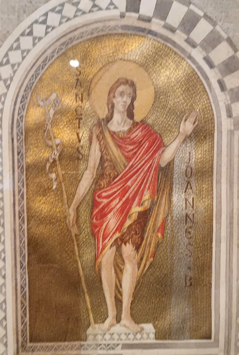 Aquarelle sur papier avec cadre, début des années 1900, Saint Jean-Baptiste-photo-3