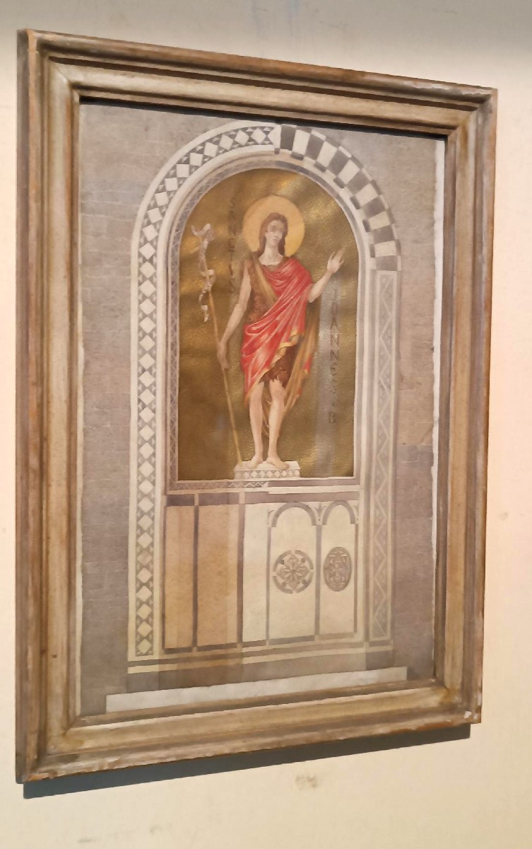 Aquarelle sur papier avec cadre, début des années 1900, Saint Jean-Baptiste