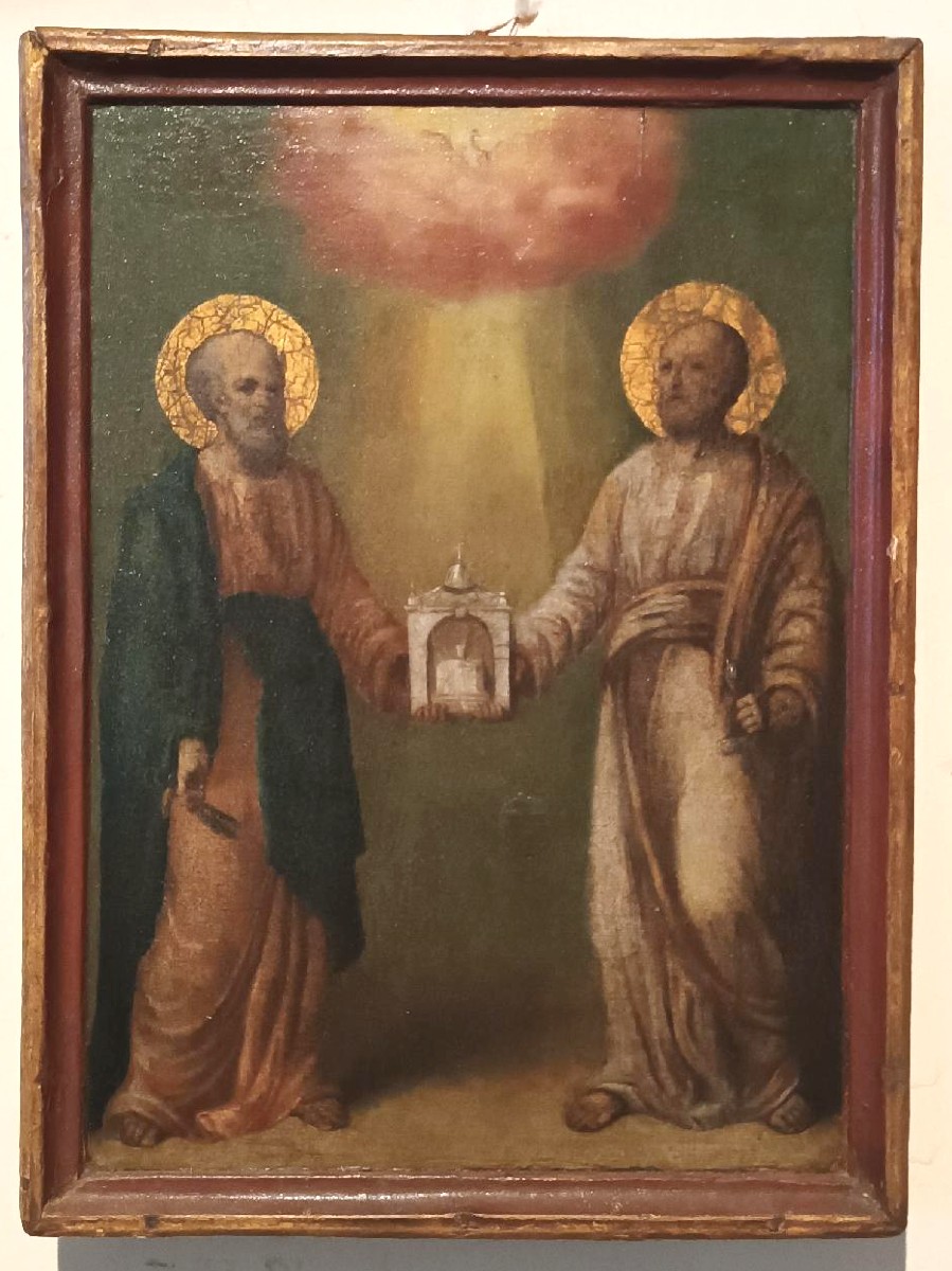 Peinture sur bois, icône ancienne de Saint Pierre et Paul-photo-2