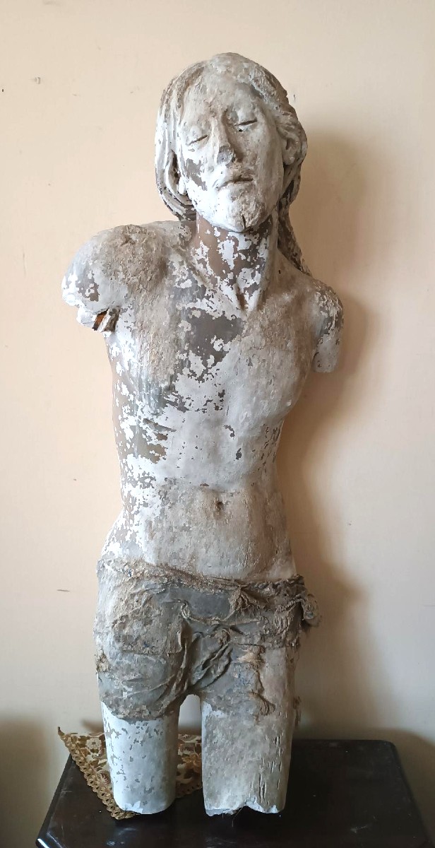 Grand torse du Christ en plâtre, XVIe siècle-photo-2