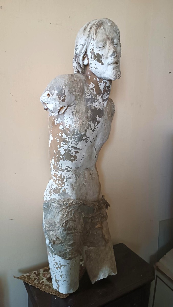 Grand torse du Christ en plâtre, XVIe siècle-photo-3